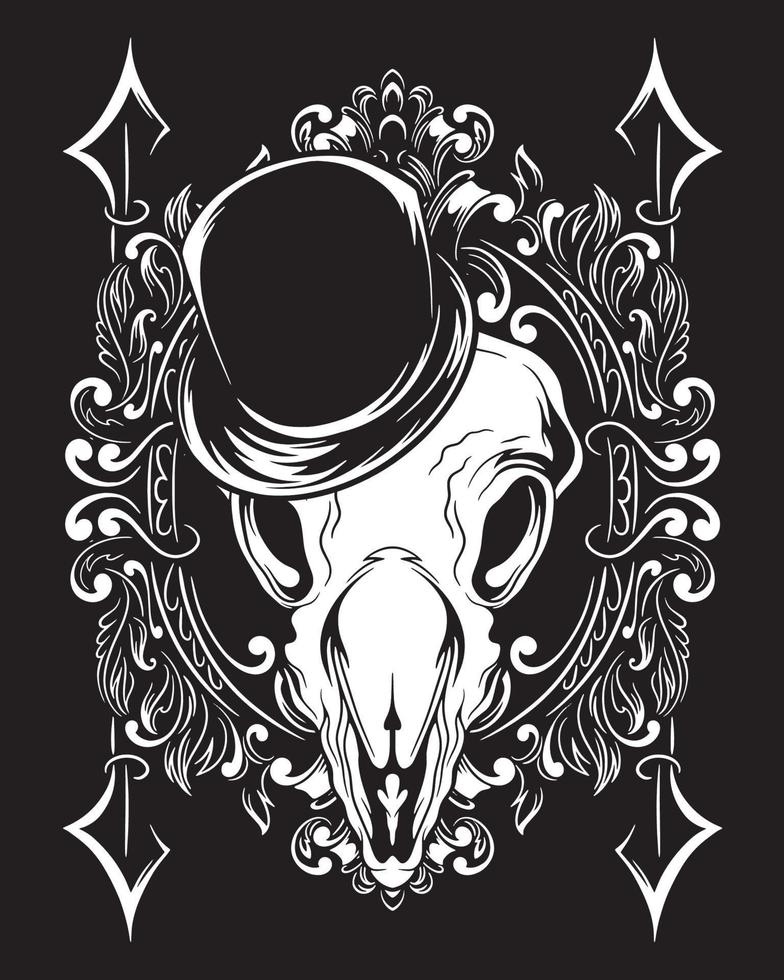 ilustração de arte de crânio animal mágico e design de camiseta vetor
