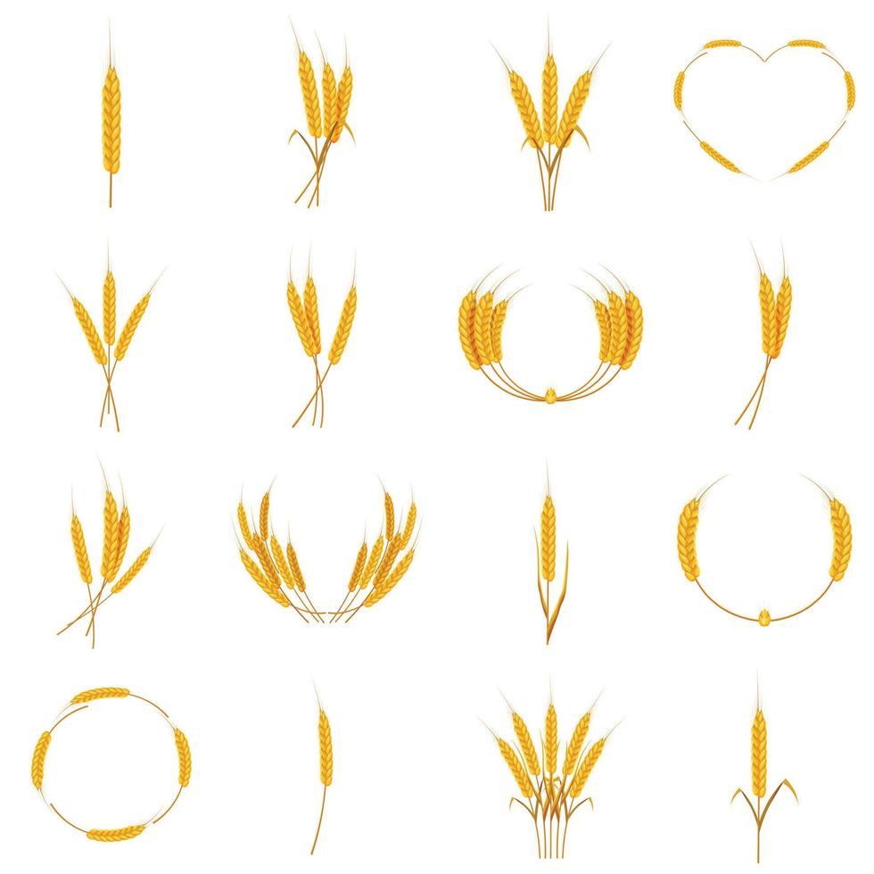 conjunto de ícones de comida de milho de orelha, estilo cartoon vetor