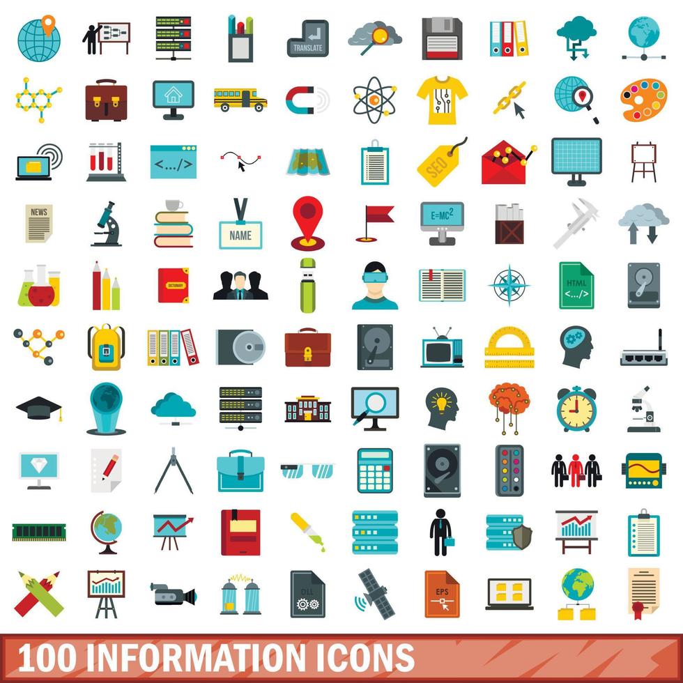 conjunto de 100 ícones de informação, estilo simples vetor