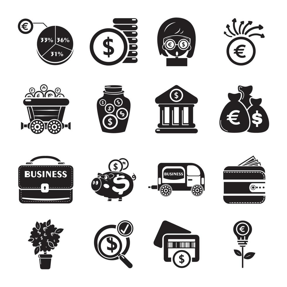 conjunto de ícones de negócios, estilo simples vetor