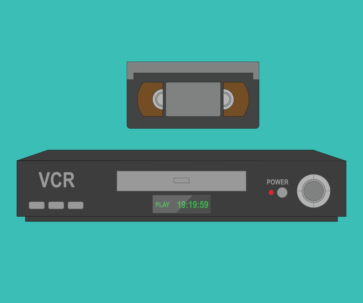 leitor de vhs videocassete com cassete de vídeo vhs vetor