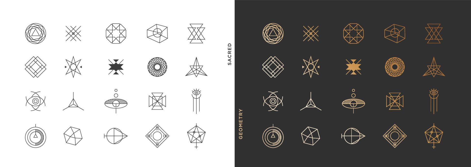 conjunto de modelo de elementos vetoriais de símbolo de geometria sagrada abstrata, coleção de logotipo geométrico mínimo limpo vetor