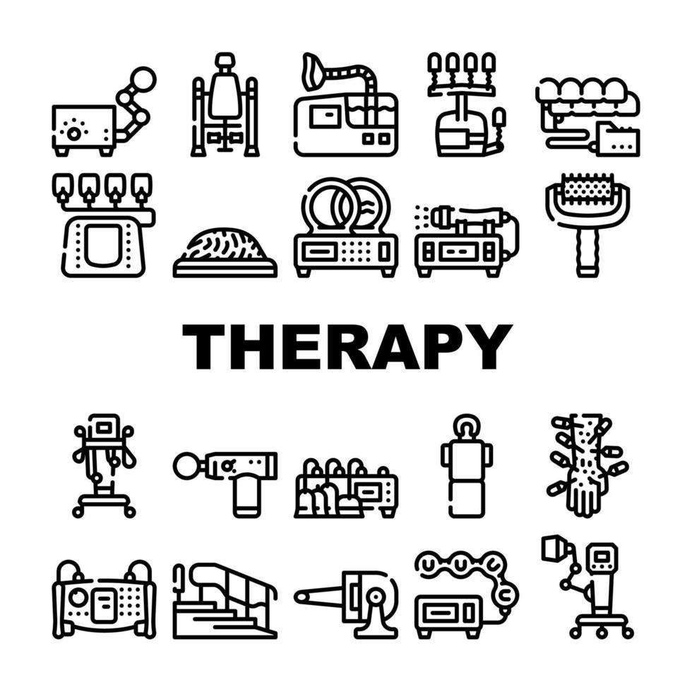 vetor de conjunto de ícones de coleção de ajuda de fisioterapia