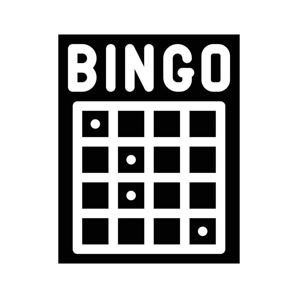 ilustração isolada de vetor de ícone de glifo de cartão de bingo