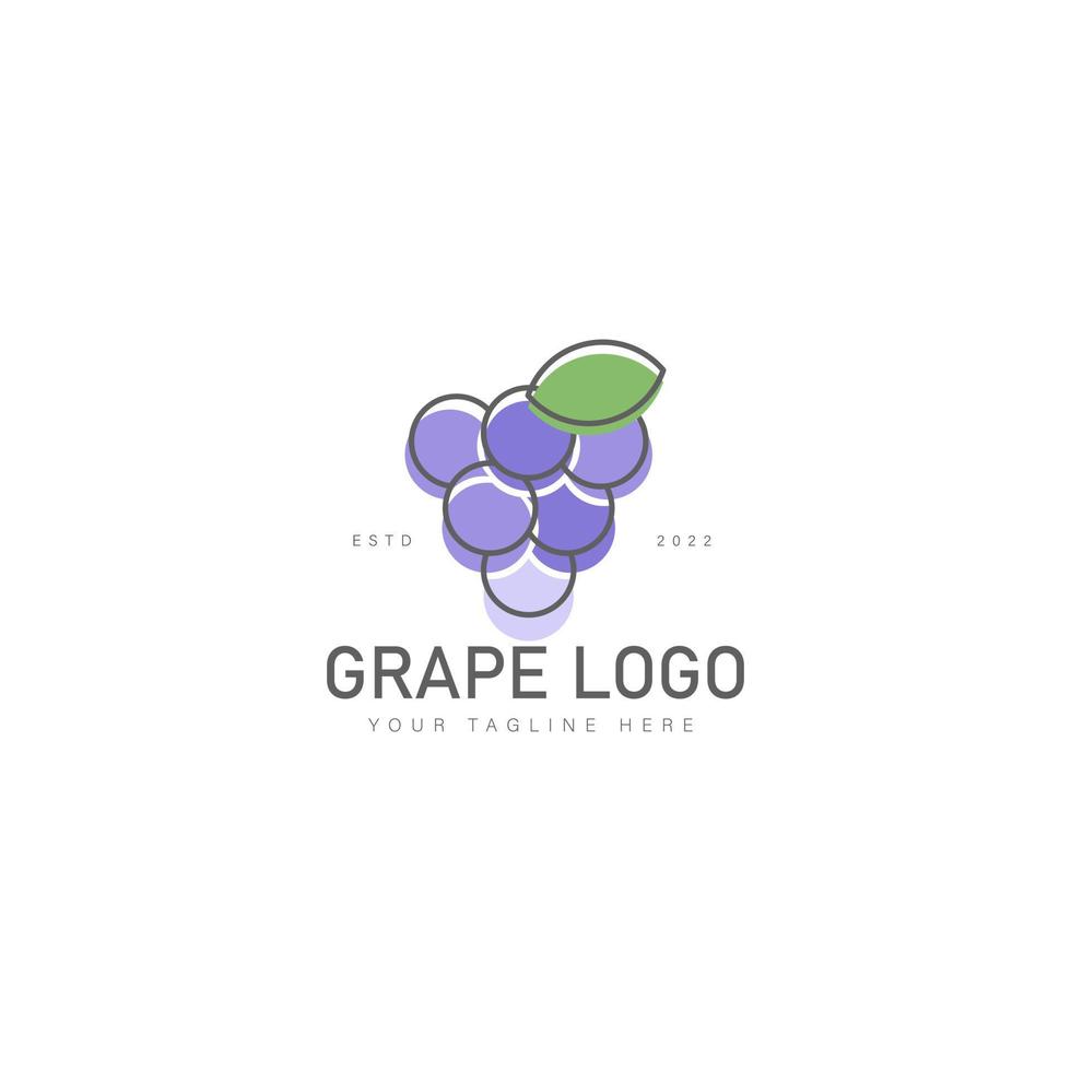 ilustração de ícone de design de logotipo de linha de uva vetor