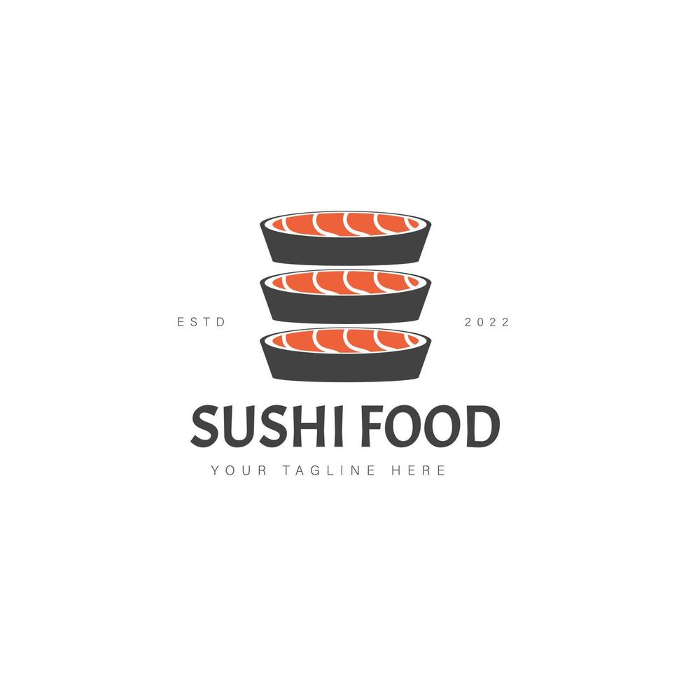ilustração de ícone de design de logotipo de comida de sushi vetor