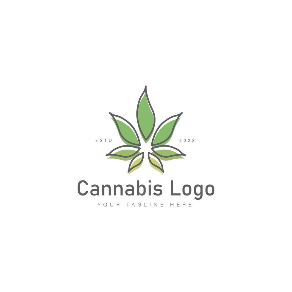 ilustração de ícone de design de logotipo de linha de cannabis vetor