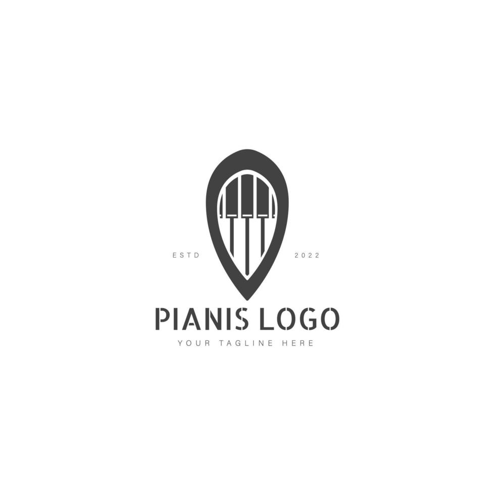 piano com ilustração de ícone de design de logotipo de localização vetor