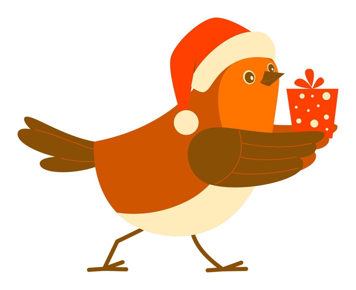 robin christmas bird cartoons clipart. ilustração vetorial de pássaro de natal vetor