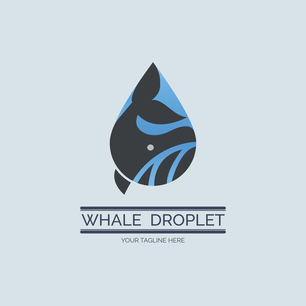 vetor de modelo de design de logotipo de gota de baleia para marca ou empresa e outros