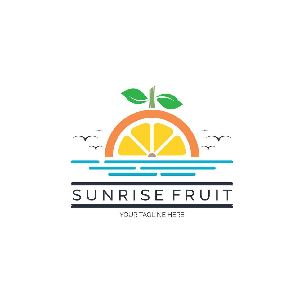 design de modelo de logotipo de frutas do nascer do sol de limão para marca ou empresa e outros vetor