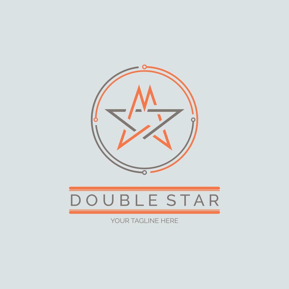 design de modelo de logotipo de estrela dupla para marca ou empresa e outros vetor