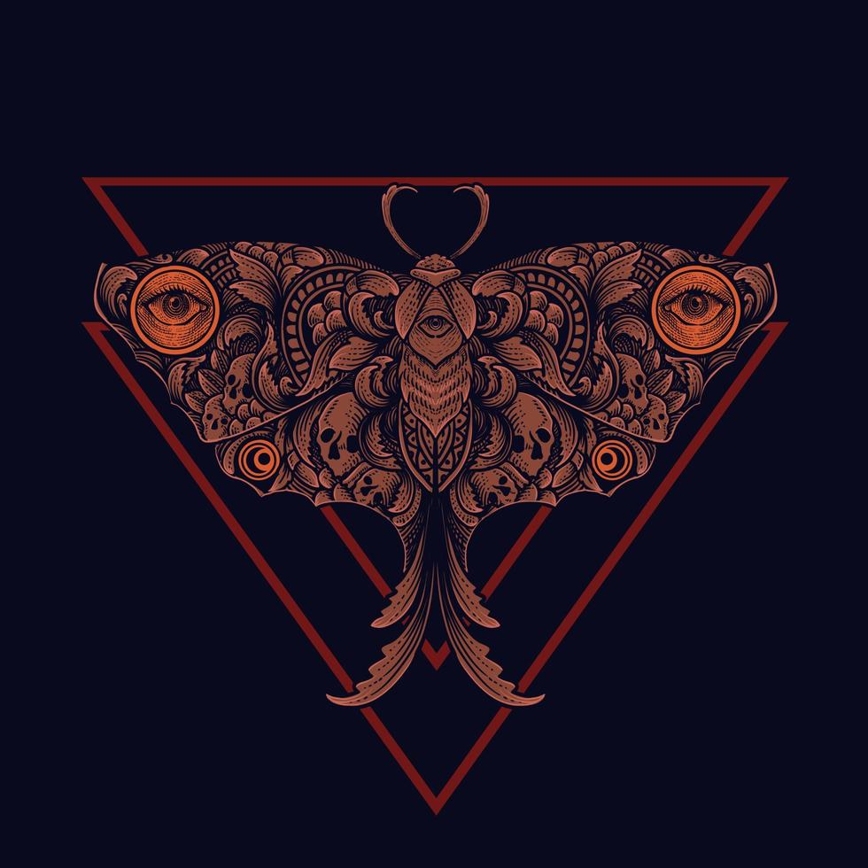 borboleta de ilustração com estilo de ornamento antigo vetor