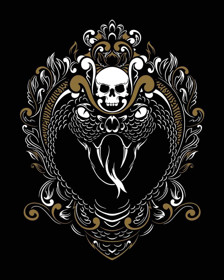 ilustração de arte de cobra de víbora e design de camiseta vetor premium