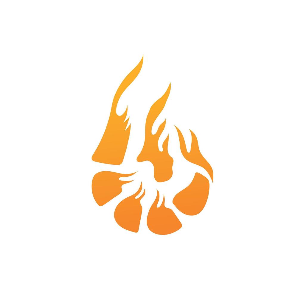 forma circular de logotipo de camarão de fogo vetor