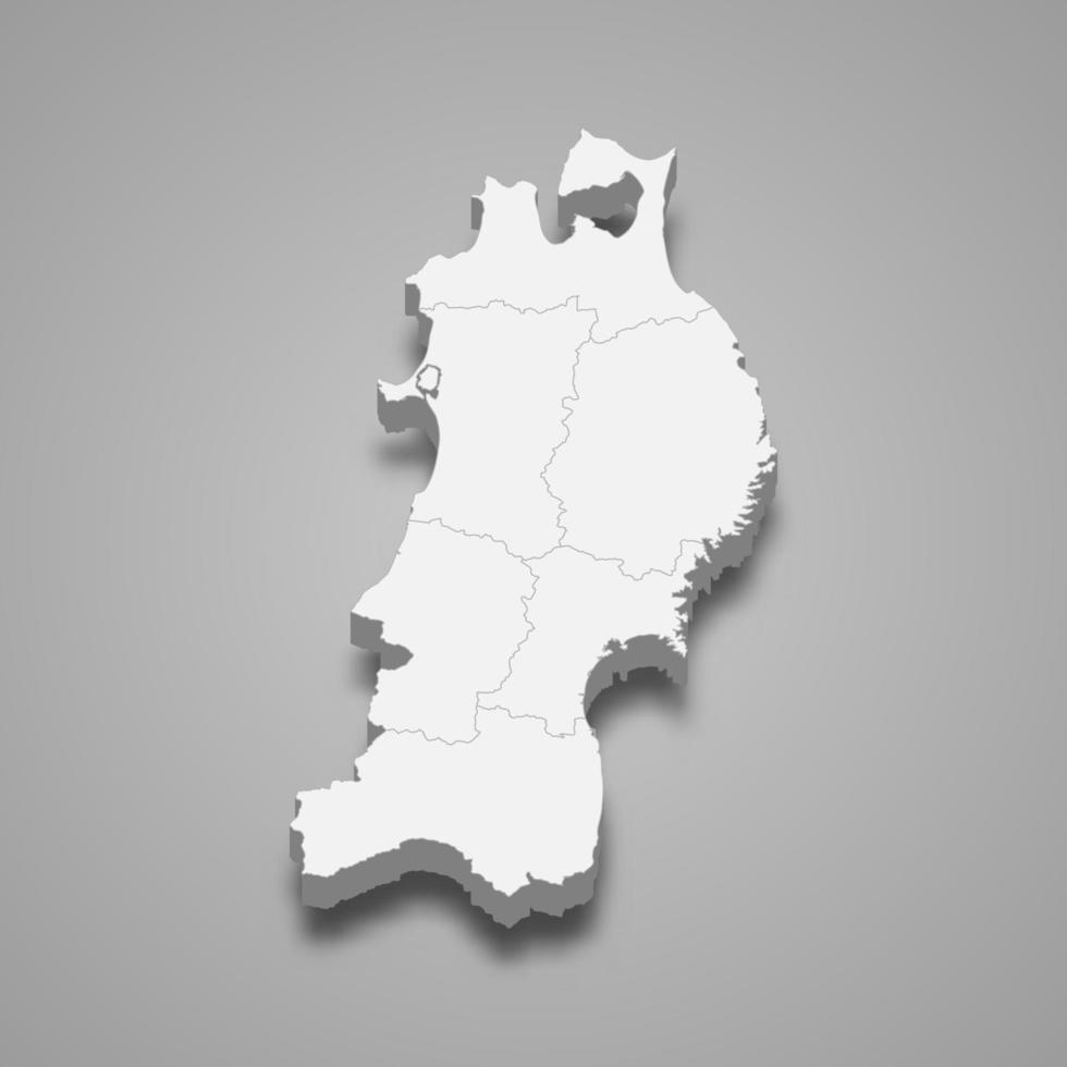 região de mapa 3d do modelo de japão para seu projeto vetor