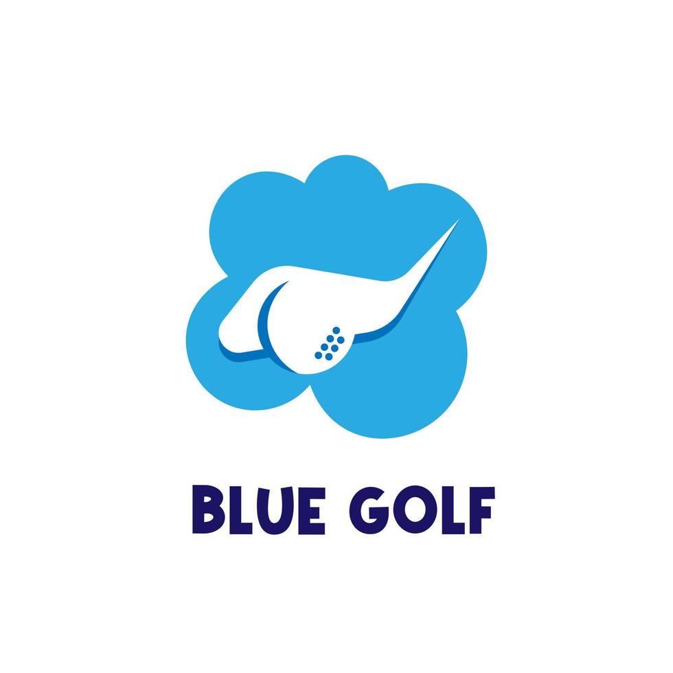 lago azul abstrato e logotipo de ilustração simples de golfe vetor