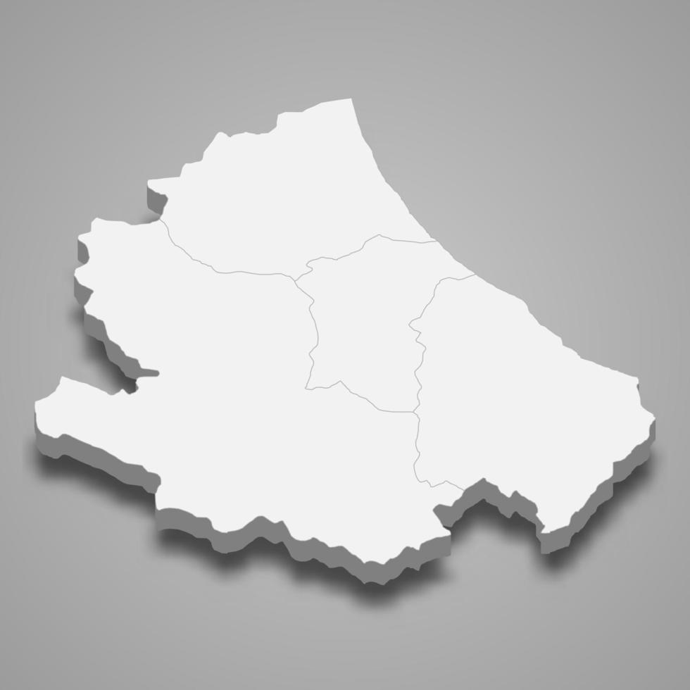 região do mapa 3D da Itália vetor