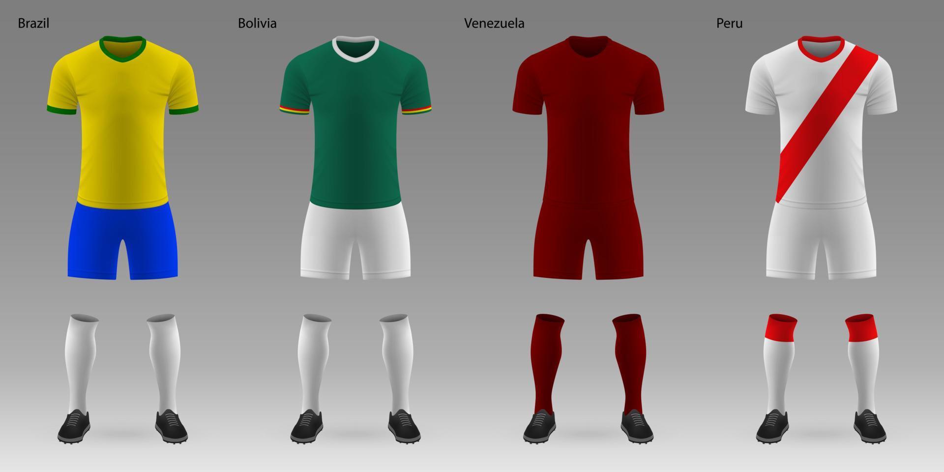 conjunto de kits de futebol realistas vetor