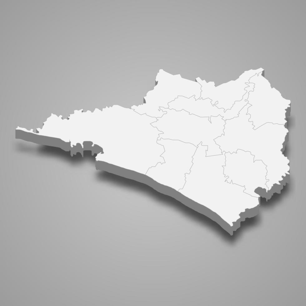 mapa 3d de colima é um estado do méxico, vetor