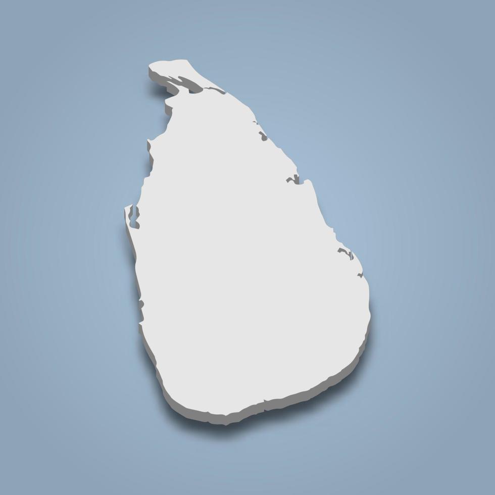 3d mapa isométrico do sri lanka é uma ilha no oceano índico vetor