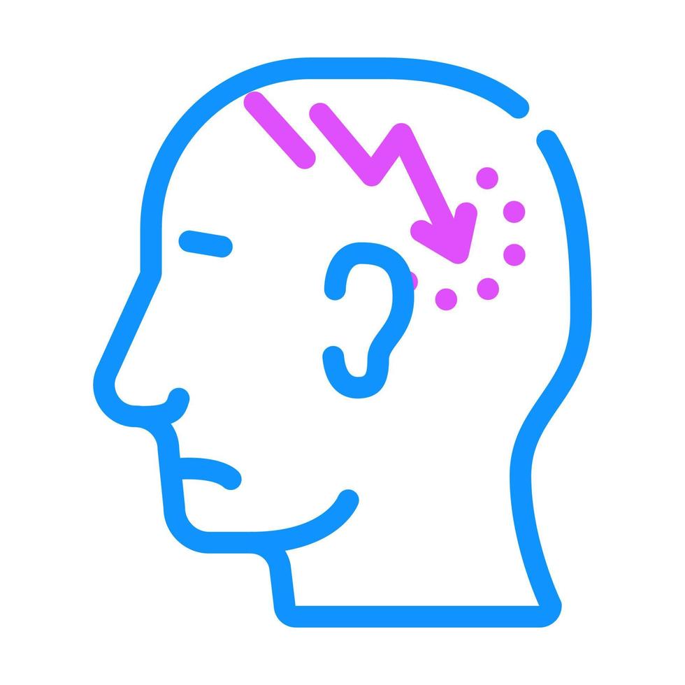 ilustração vetorial de ícone de cor de dor de cabeça ou neurose relâmpago vetor