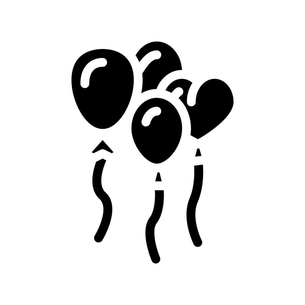 balões de ar decoração de aniversário ícone glifo ilustração vetorial vetor