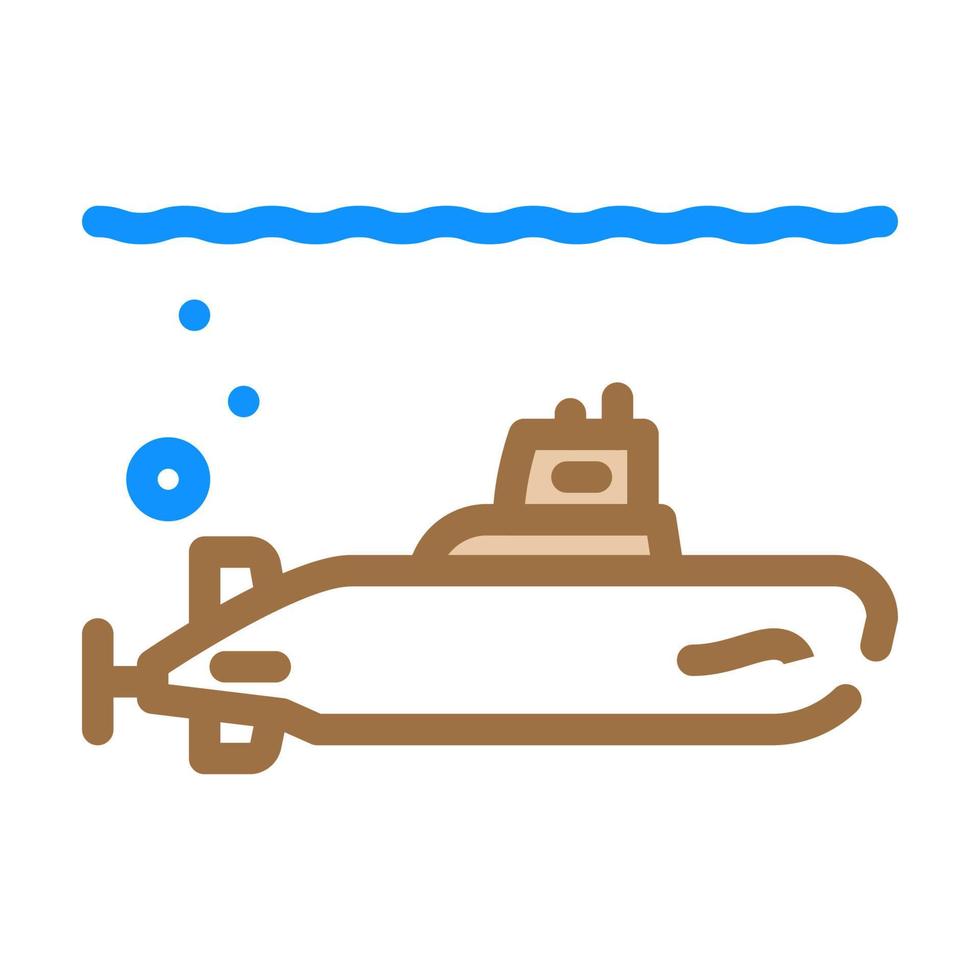 ilustração vetorial de ícone de cor militar submarino vetor