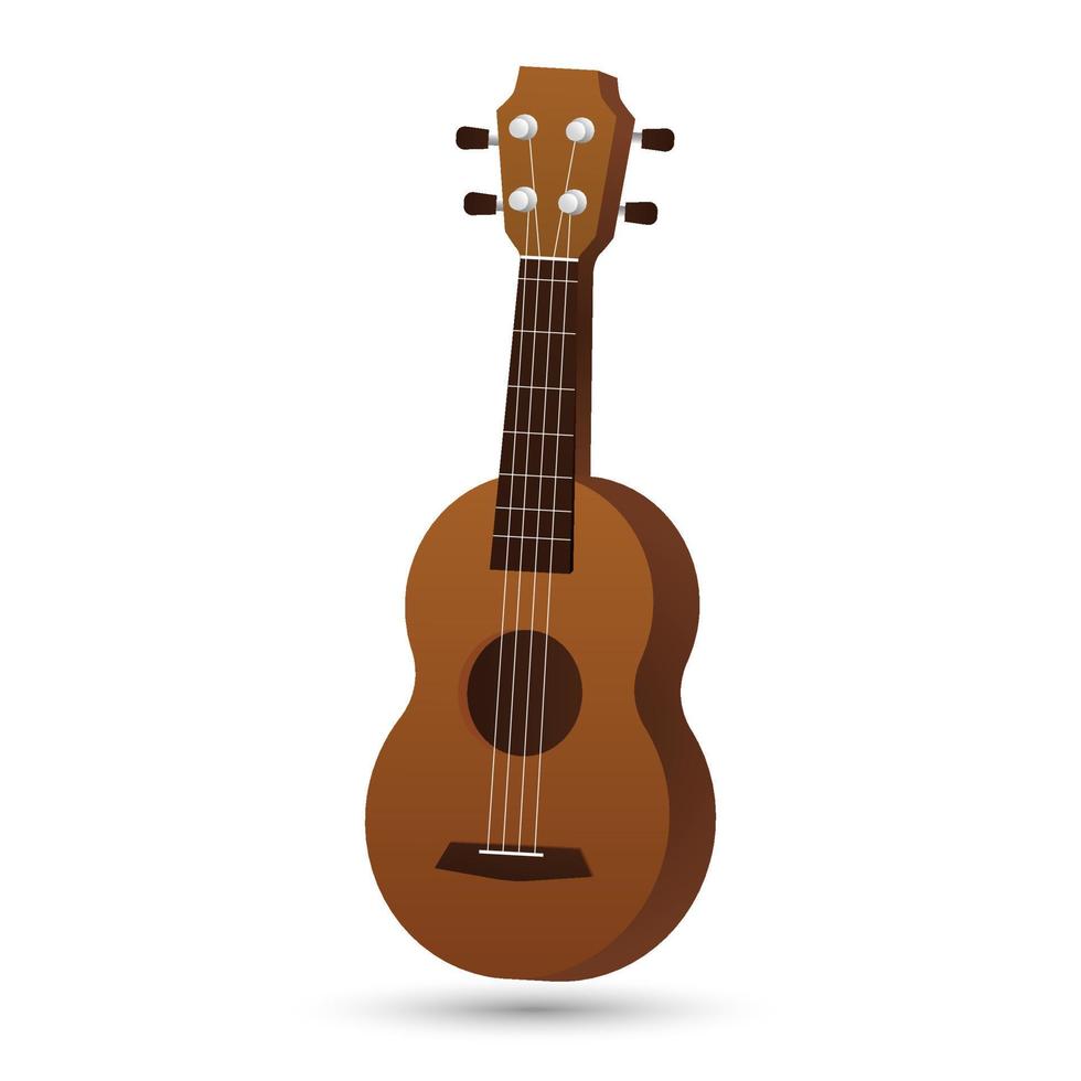 ukulele marrom guitarra pequena, quatro cordas. música tocando instrumento do Havaí. ilustração vetorial vetor