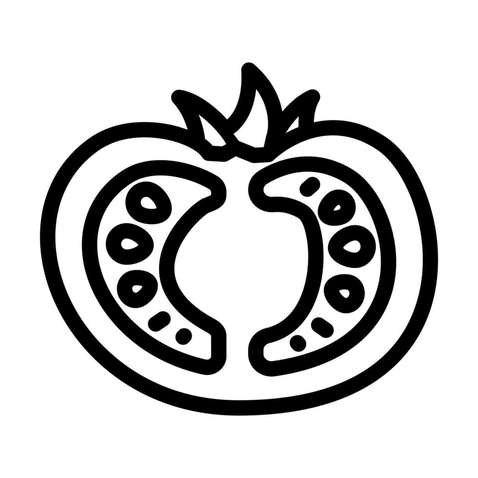 ilustração vetorial de ícone de linha de meio tomate vetor