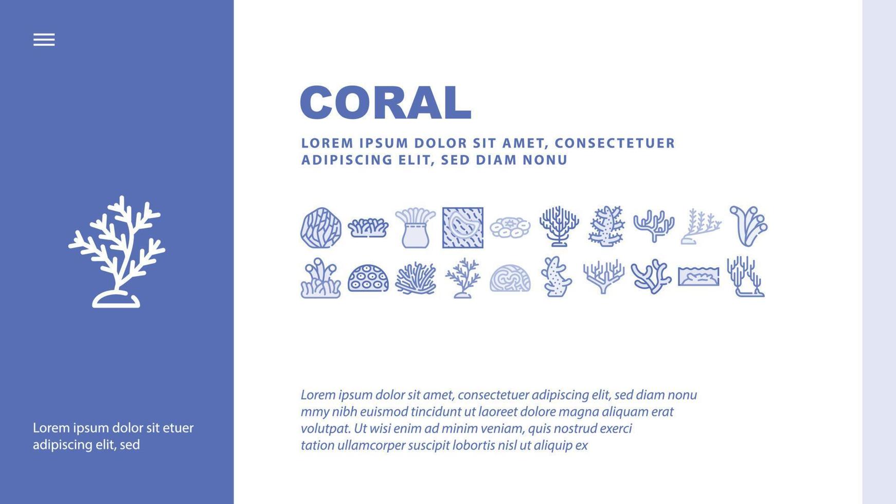 vetor de cabeçalho de pouso de recife aquático de mar de coral