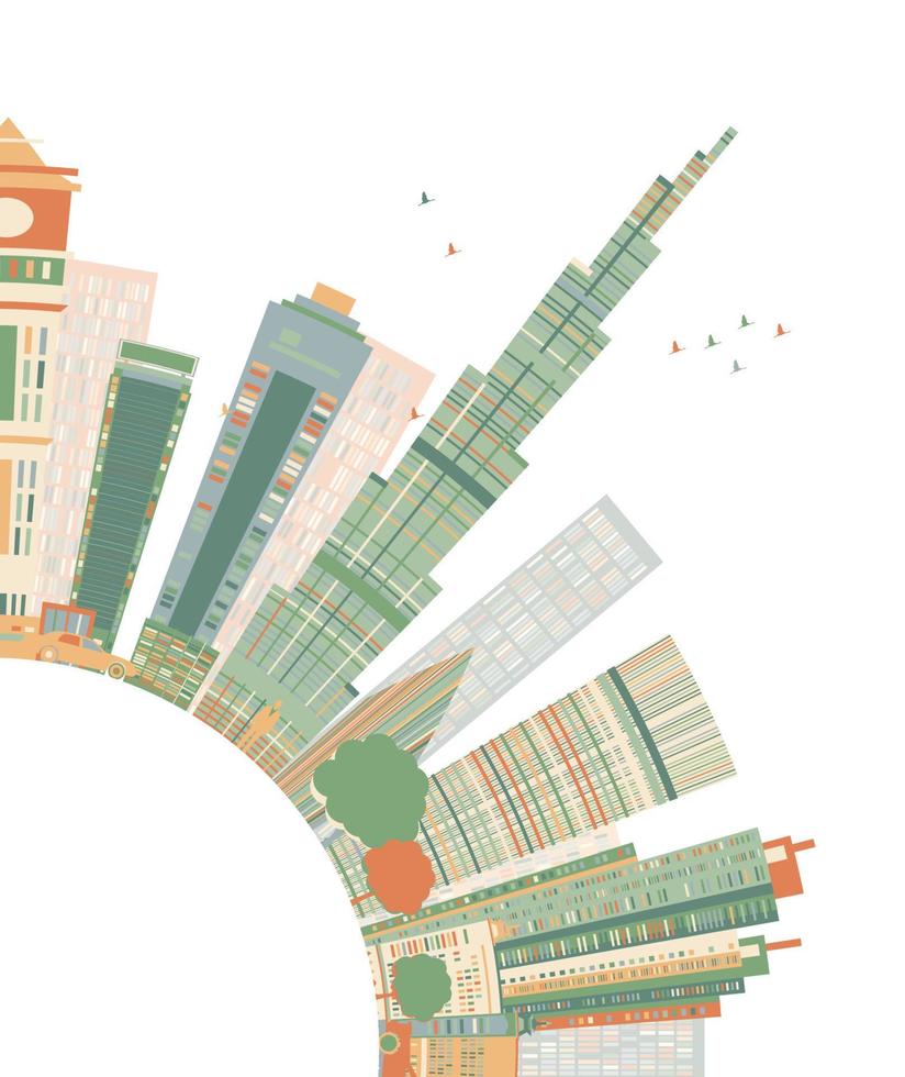 skyline abstrato da cidade de dubai com arranha-céus coloridos e espaço de cópia. vetor