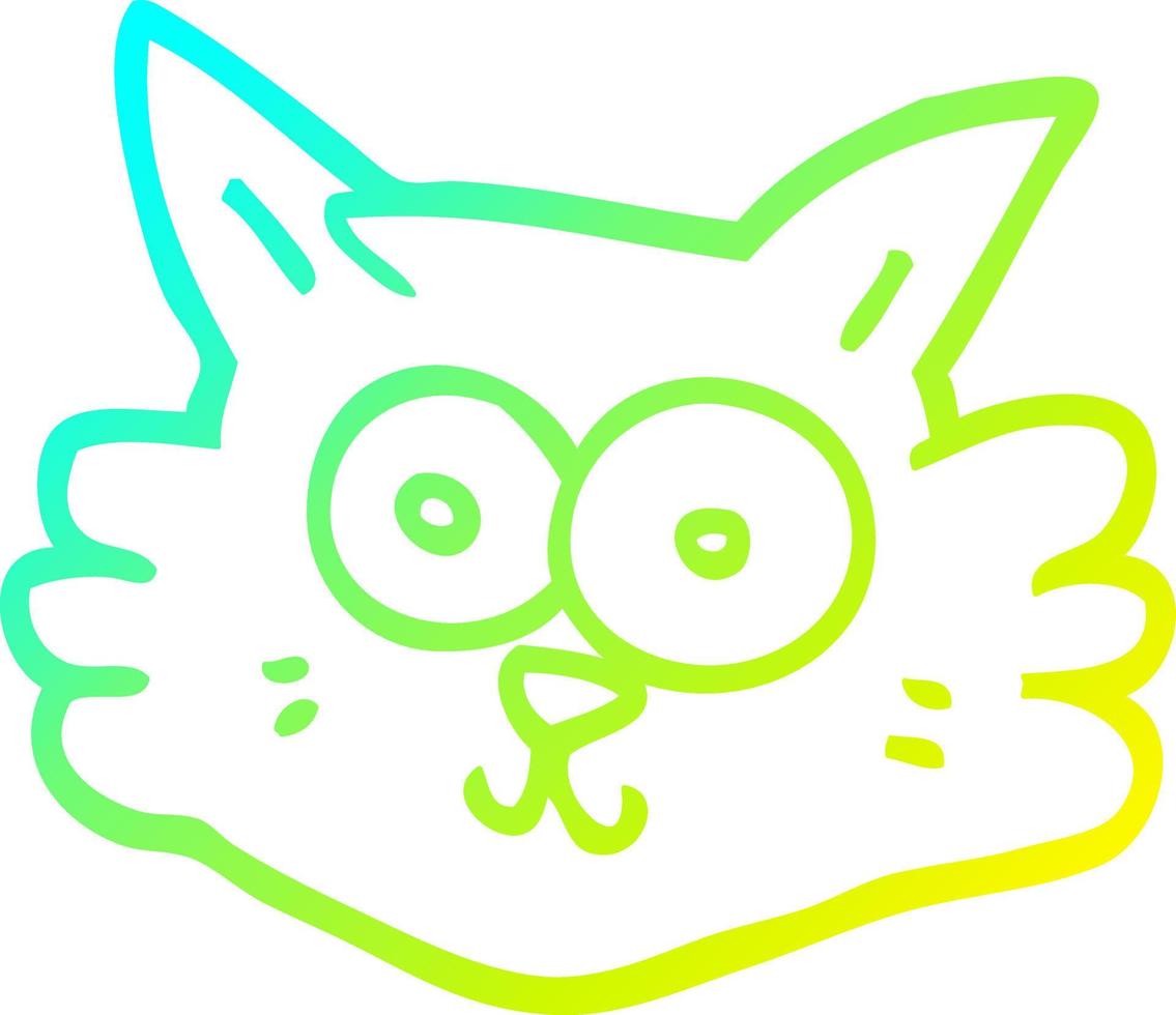 desenho de linha de gradiente frio desenho de rosto de gato vetor
