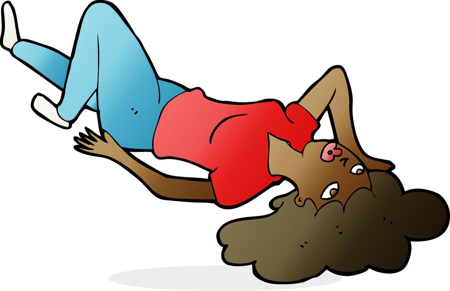 mulher de desenho animado deitada no chão vetor