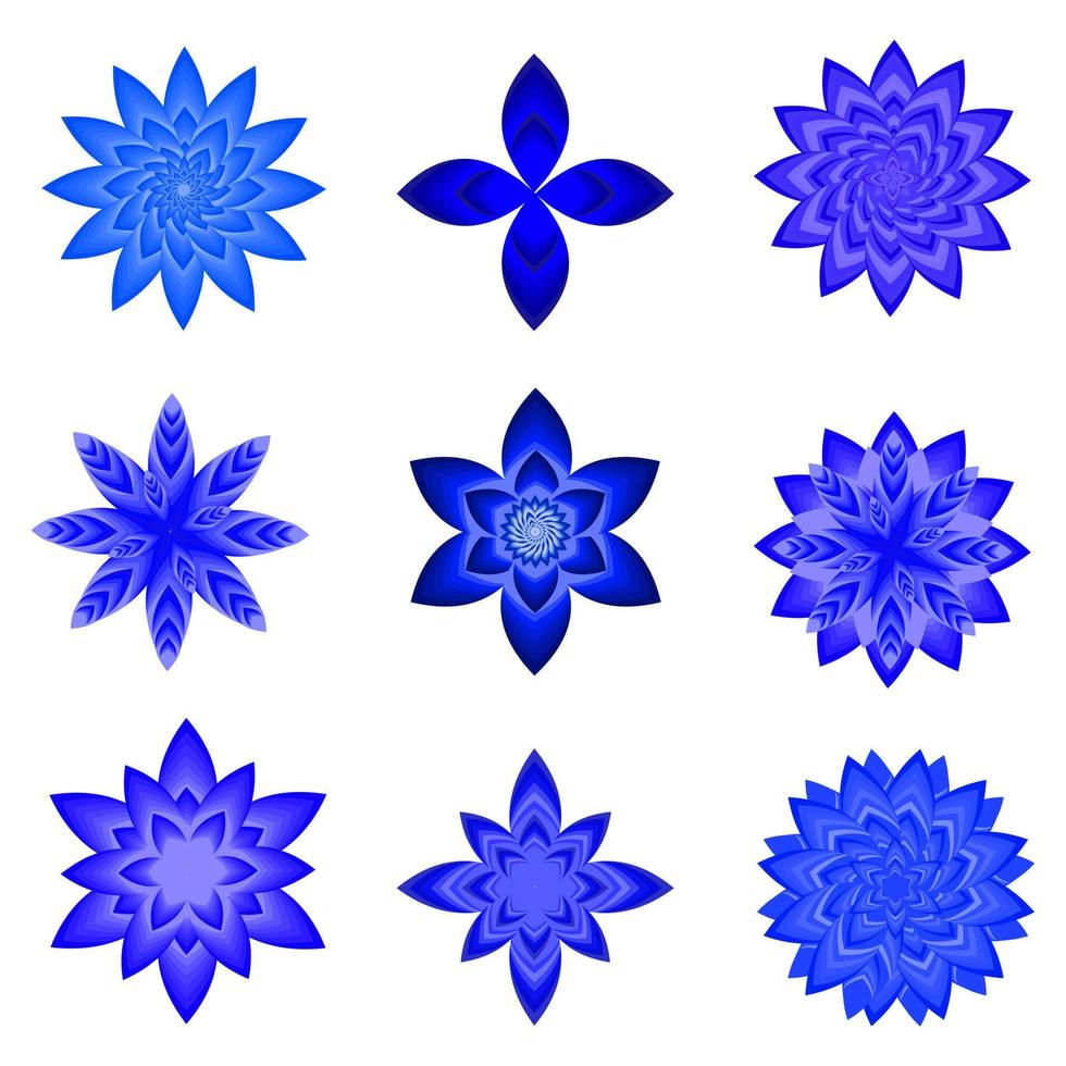 coleção de flor florista ícone azul elemento ornamento abstrato padrão ilustração vetorial vetor