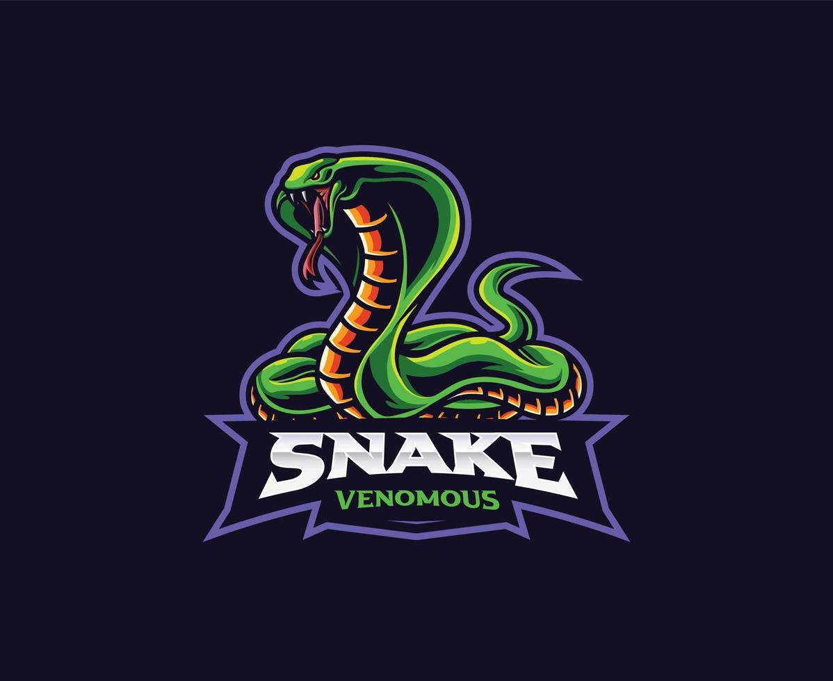 design de logotipo de mascote de cobra. ilustração em vetor cobra venenosa. ilustração de logotipo para mascote ou símbolo e identidade, esportes de emblema ou equipe de jogos de e-sports