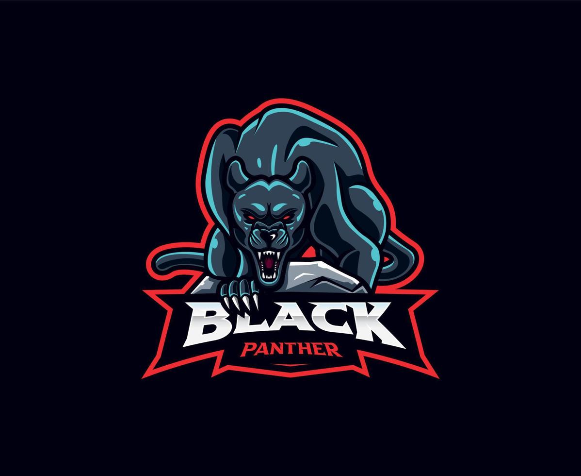 design de logotipo de mascote pantera negra. ilustração vetorial de pantera negra com raiva. ilustração de logotipo para mascote ou símbolo e identidade, esportes de emblema ou equipe de jogos de e-sports vetor