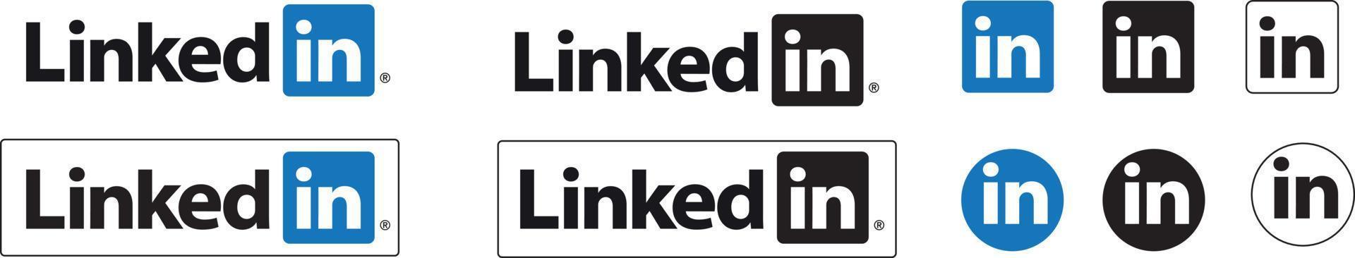 logotipo do linkedin definido em forma diferente em um fundo branco vetor