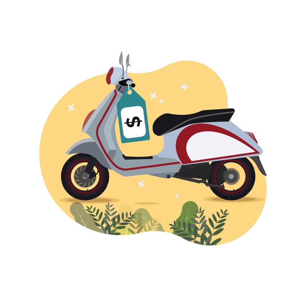 scooter com ilustração vetorial de design gráfico de etiqueta de preço vetor