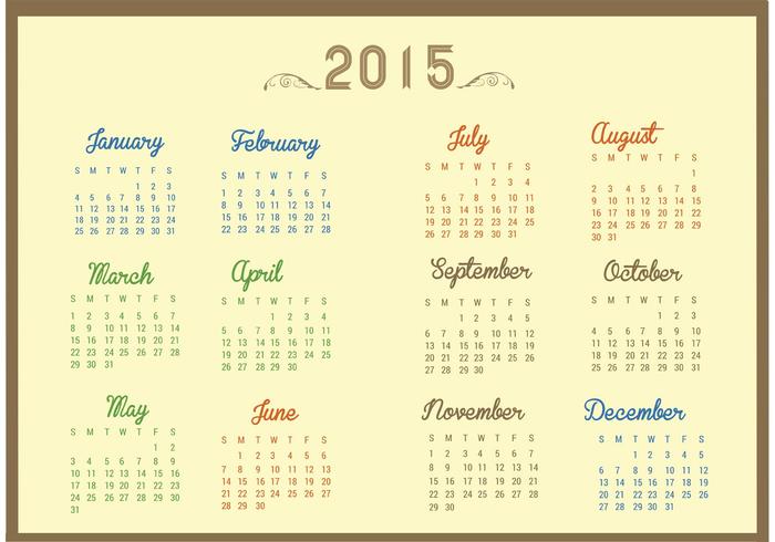 Calendário de vetores grátis para 2015