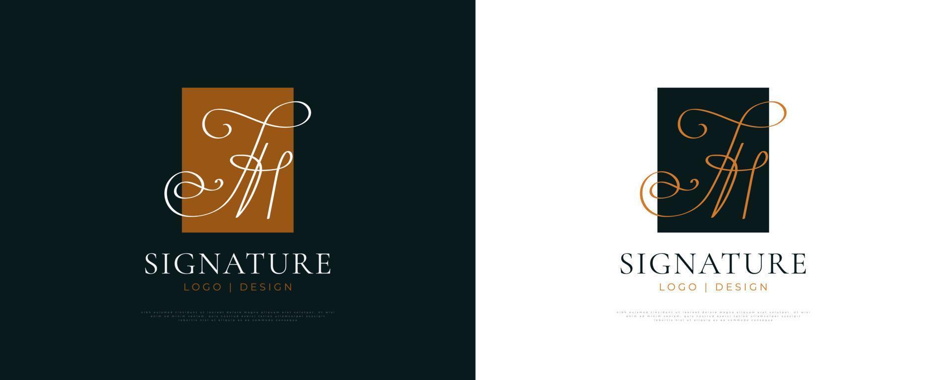 jh design de logotipo de assinatura inicial com estilo de caligrafia elegante e minimalista. design de logotipo inicial j e h para identidade de marca de casamento, moda, joias, boutique e negócios vetor