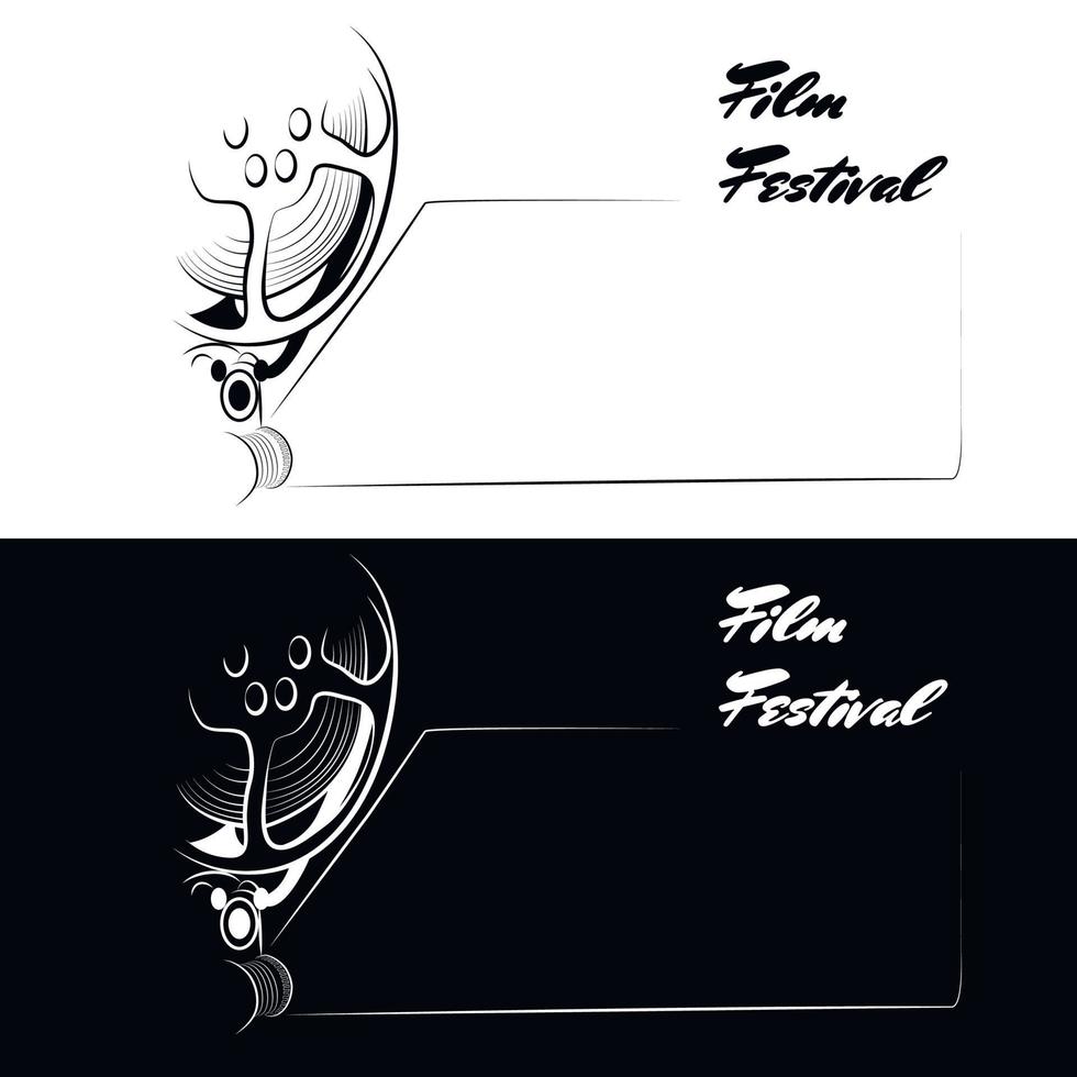 imagem em preto e branco de uma câmera de cinema com projeção da tela para legendas em festivais de cinema. fundo para banners, panfletos, apostilas e material promocional. vetor