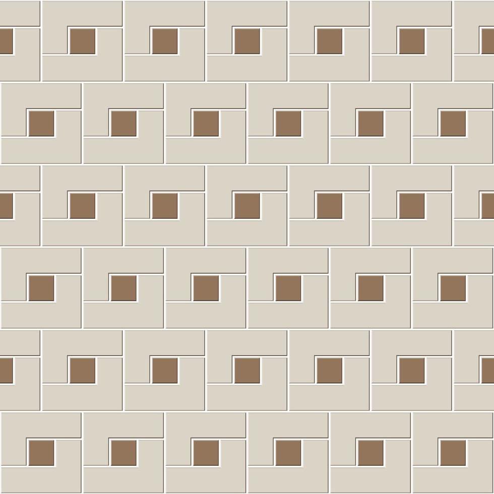 abstrato sem costura padrão de ladrilhos cerâmicos marrons. l forma blocos com um pequeno quadrado dentro. projetar textura de mosaico geométrico para a decoração da sala da cozinha, ilustração vetorial vetor