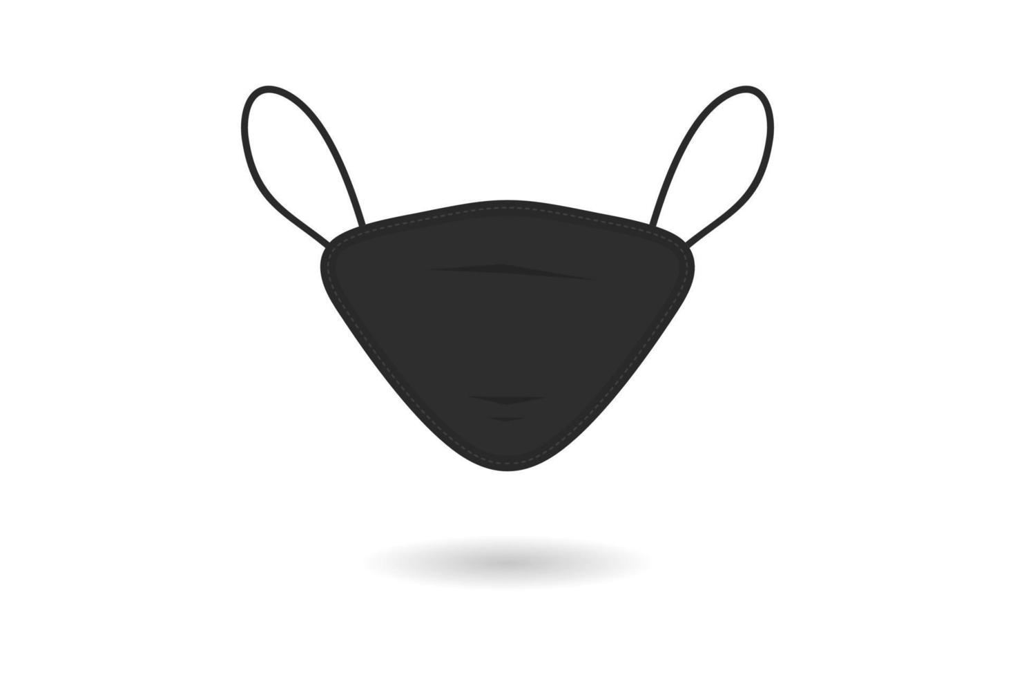máscara facial médica protetora preta isolada no fundo branco, ilustração vetorial vetor