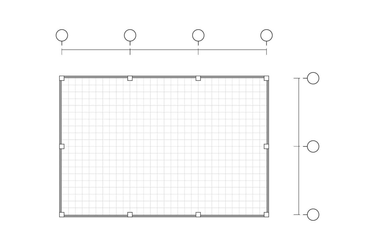 vista superior, desenho de contorno preto e branco, plano de casa em branco simples plano com grade de linha, ilustração vetorial vetor