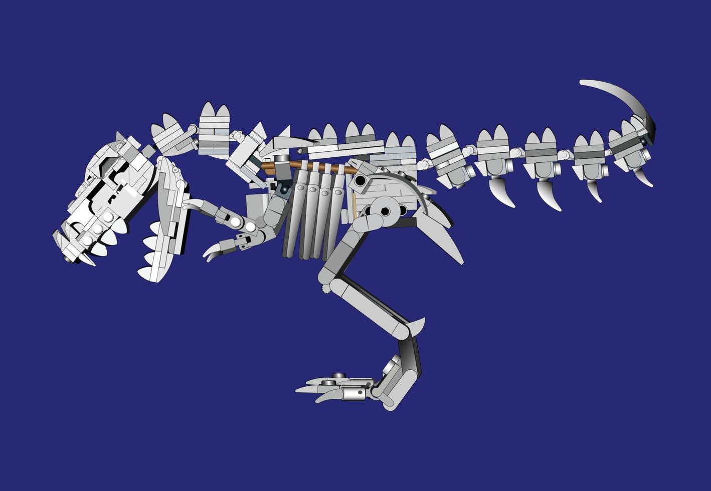 esqueleto de robô de brinquedo t rex. design de dinossauro semi 3d vetor
