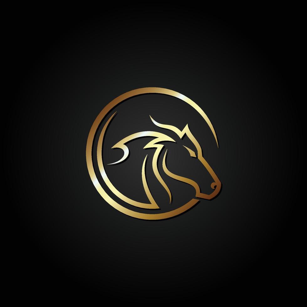 logotipo de cabeça de cavalo de ouro. ilustração em vetor ícone cavalo isolada no fundo preto.