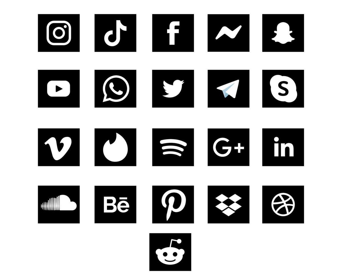 coleção ícone de mídia social design de logotipo símbolo ilustração vetorial vetor