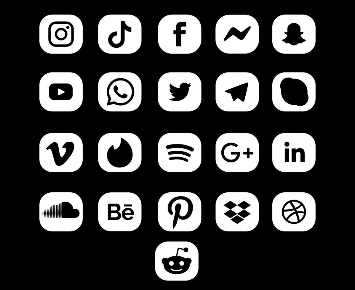 coleção ícone de mídia social símbolo design de logotipo ilustração vetorial vetor