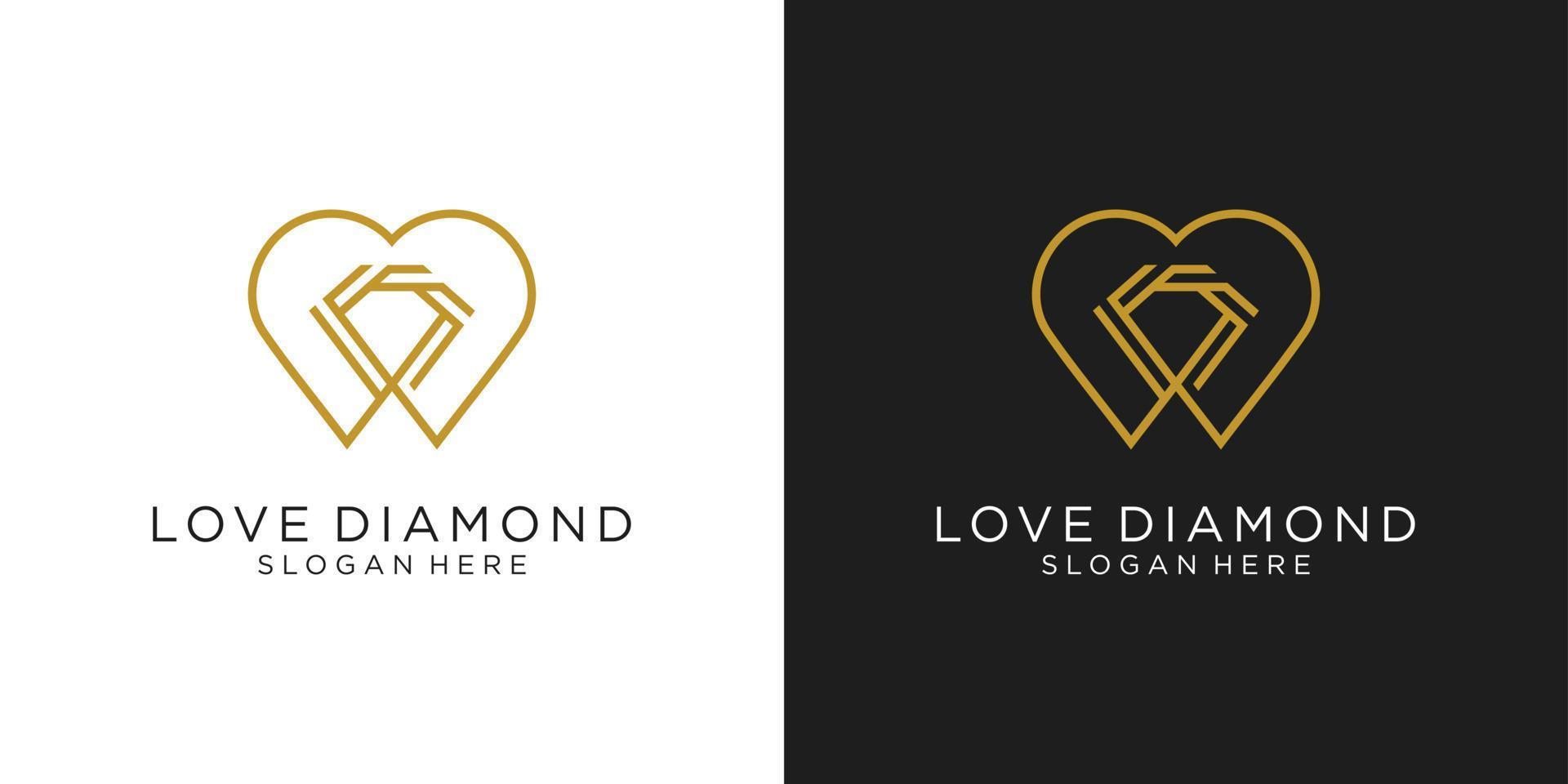 amo o estilo de linha de design de vetor de logotipo de diamante.